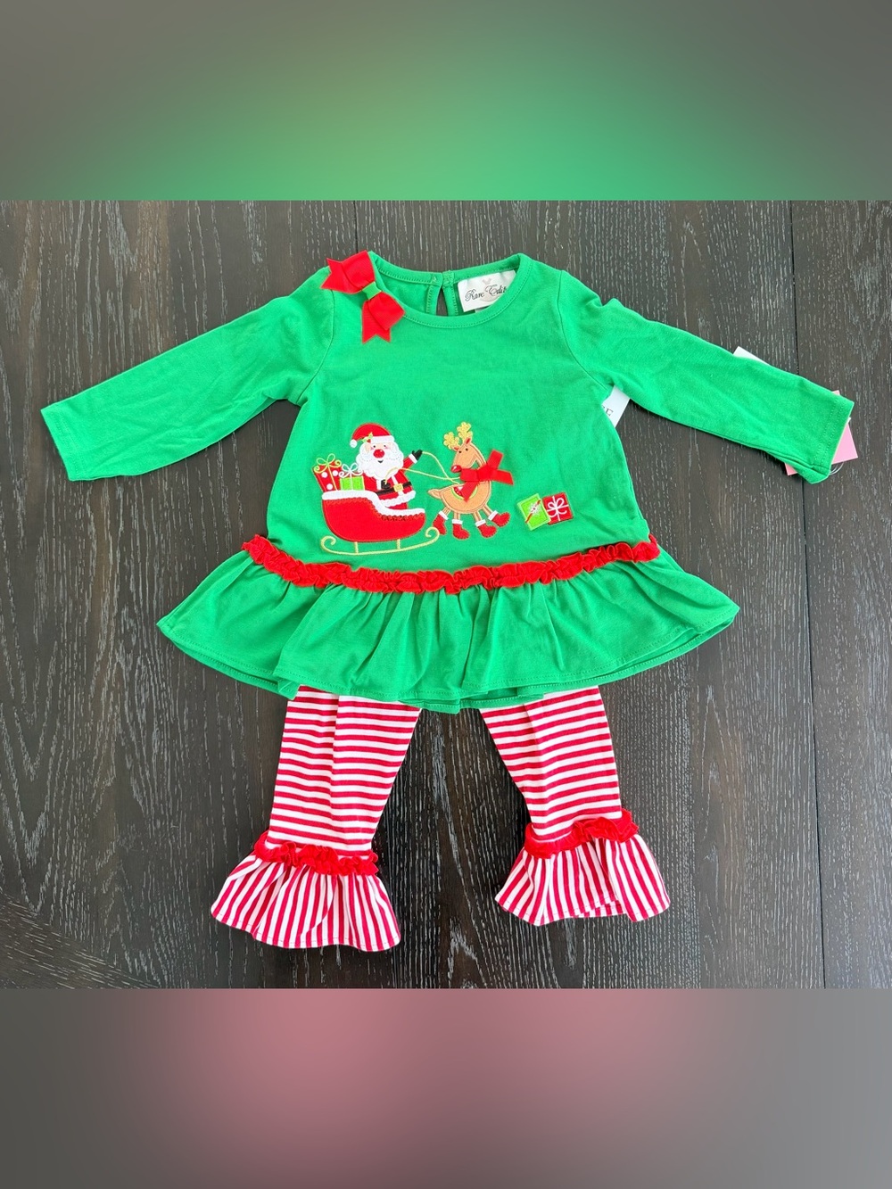 Rare Editions Green & Red Santa Reindeer Holiday Matching Set